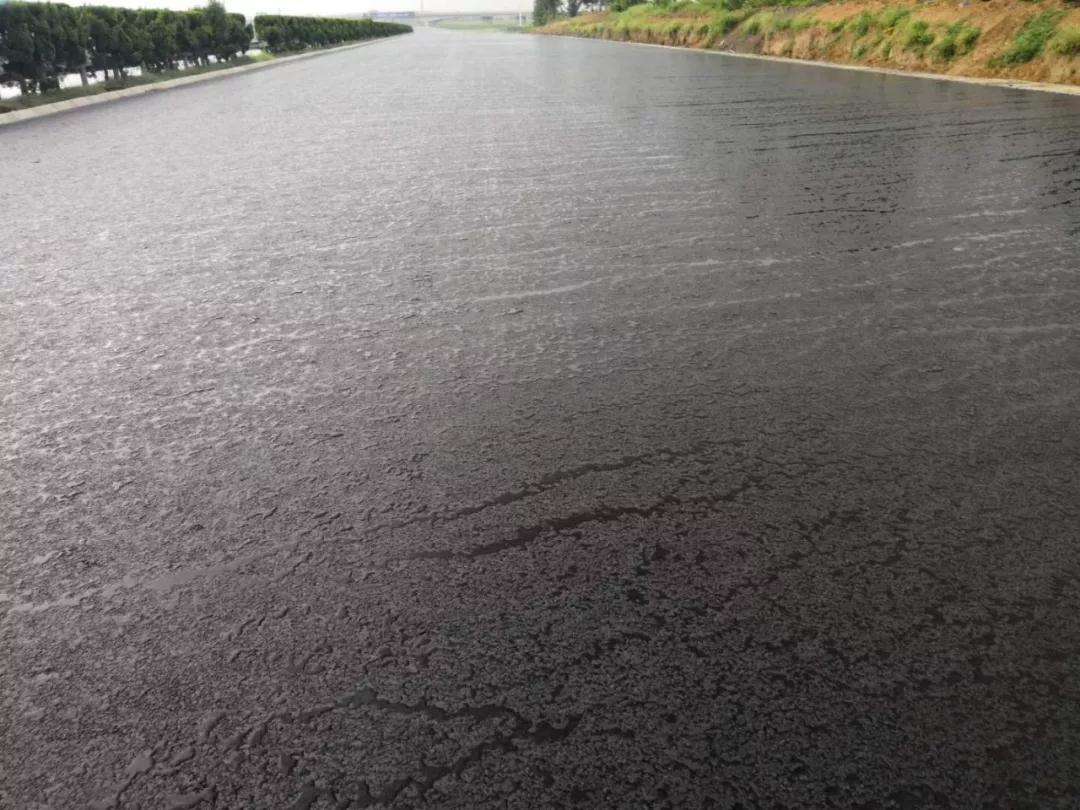 濟青高速二標抗離析超大寬度無縱縫攤鋪的上面層路面雨后效果